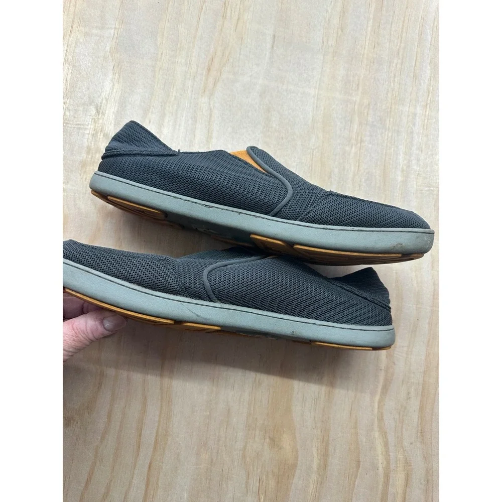 OluKai Nohea Mesh Mens Slip On Shoes Grey Orange 10188-4242 Size 11
